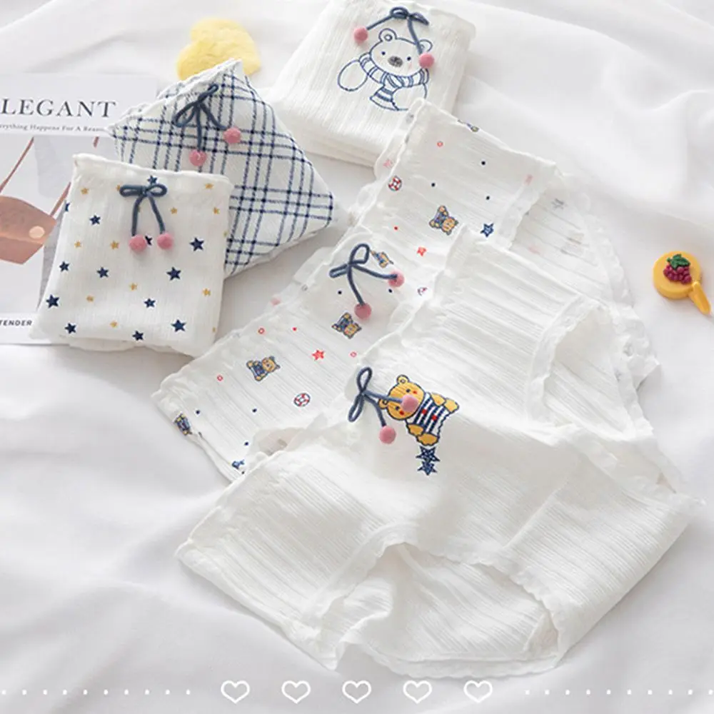 

Women Cotton Underwear Sexy Soft Comfort Panties Girl's Briefs Cartoon Cute Bear Star Bow Girl Underpants