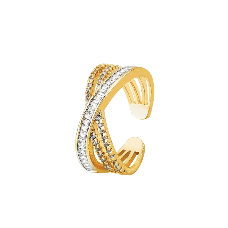 

Gothic Classic Zircon Cross Gold Opening Ring For Woman 2021 New Fashion Jewelry Wedding Party Luxury Gift Girl's Unusual Ring