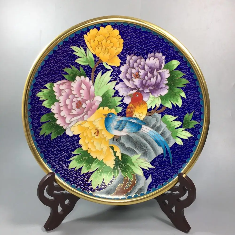 

Exquisite antique Cloisonne fruit plate ornament