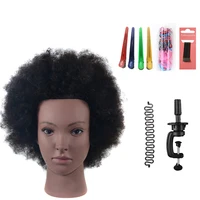 10inch afro training head mannequin 100 human hair styling head dyeing cosmetology manikin hairdressing salon doll head