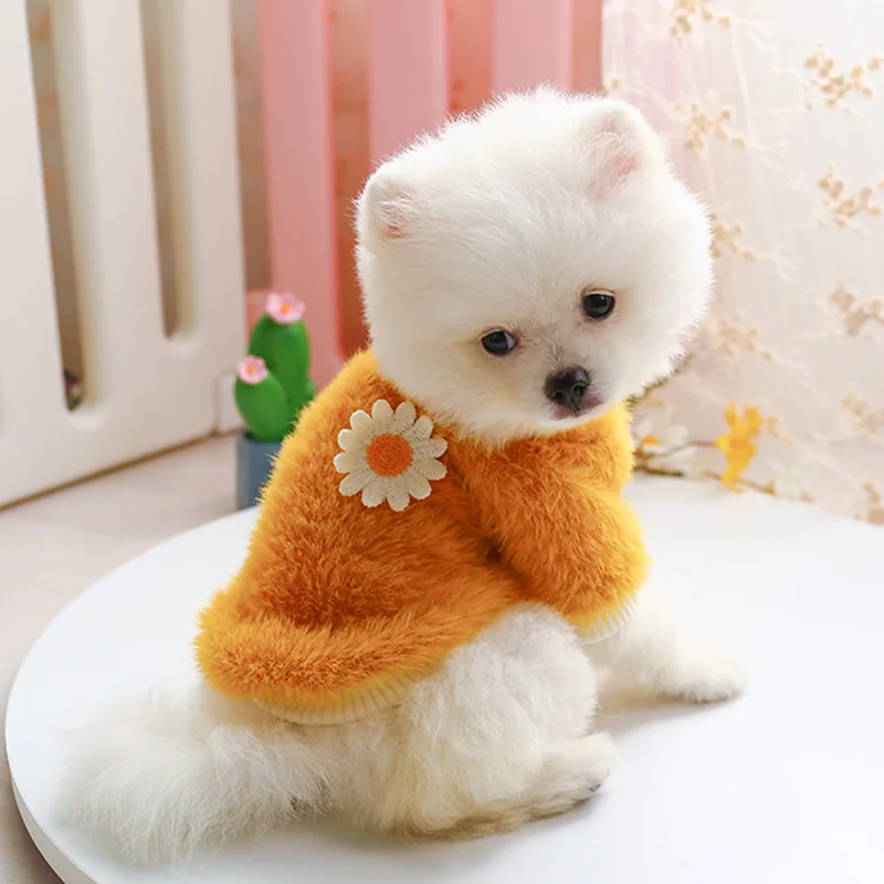 

Daisy Velvet Dog Sweatshirt Autumn Winter Pet Clothes for Small Dogs Cats Chihuahua Pug Bulldog Soft Plush Fleece Shirt Tops