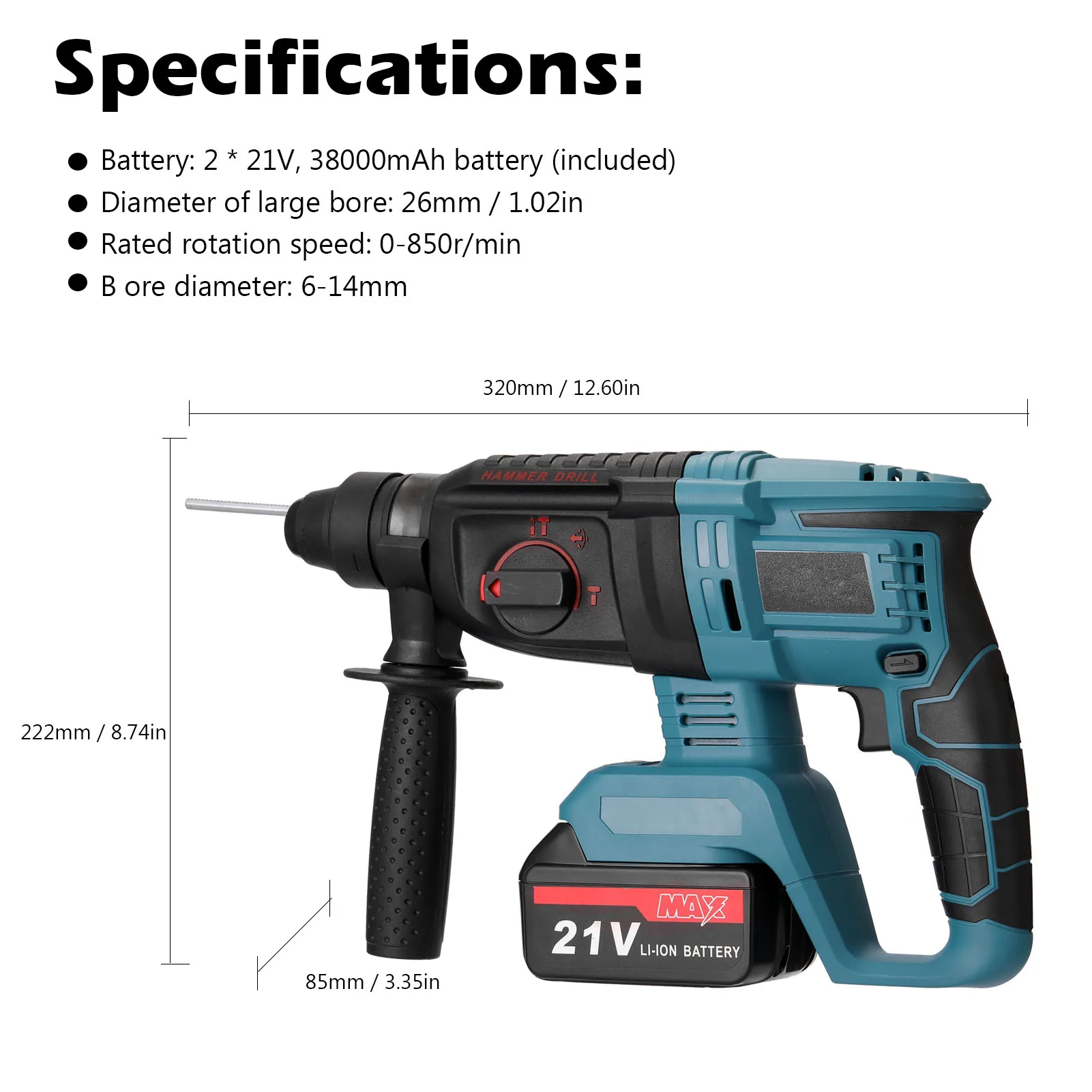 

Multifunctional Rotary Hammer Electric Demolition Hammer Impact Drill Punch Power Tools Electric Hammer Drill