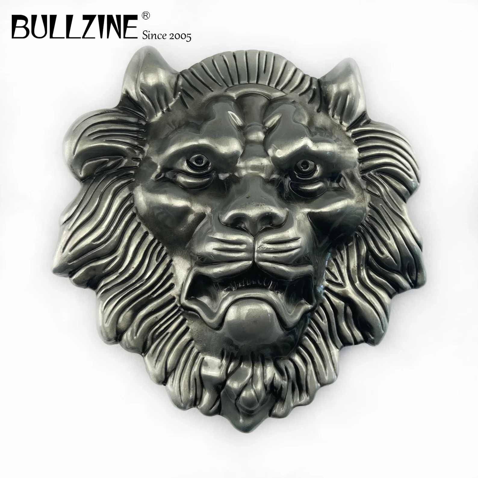 В Bullzine 3D тяжелый голова льва пряжки ремня с оловянной отделкой FP 03652 подходит для
