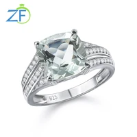 gz zongfa hot selling green amethyst square crystal rings 925 sterling silver dainty elegant women jewelry