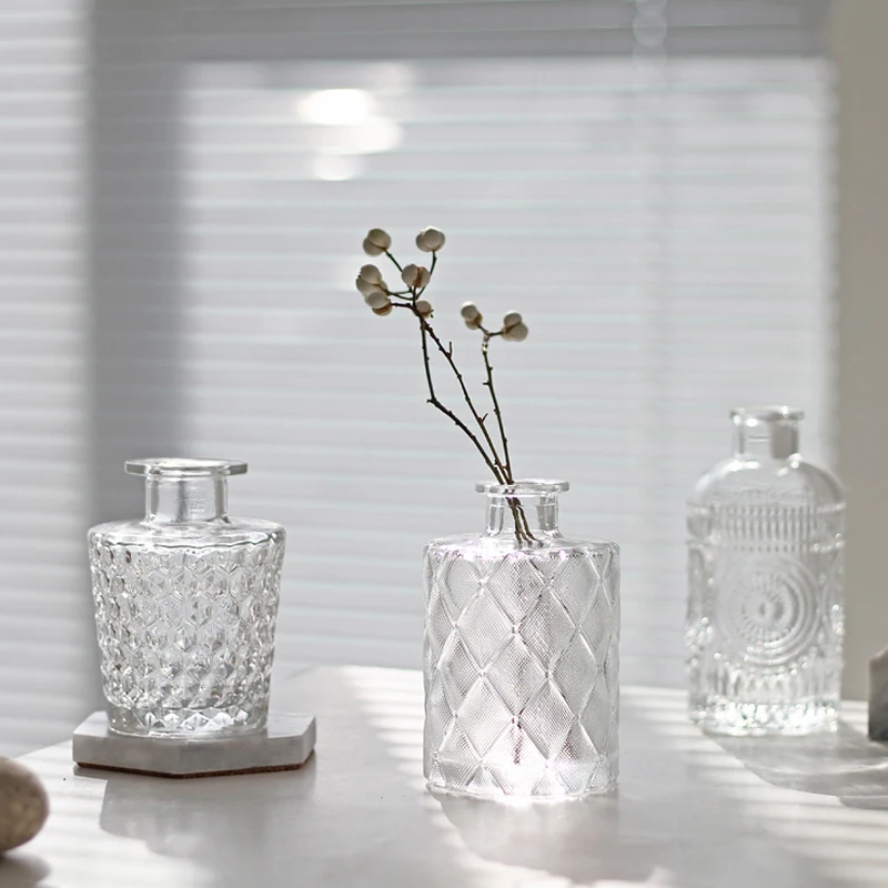 Стеклянная мини ваза изысканная Толстая Маленькая градиентная цветная