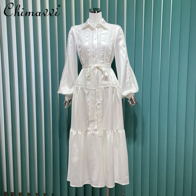 

Casual Women's Dresses Wedding White Black Long Dress Satin Lace Evening Vestido with Bottoming Strap Base Dress Sets