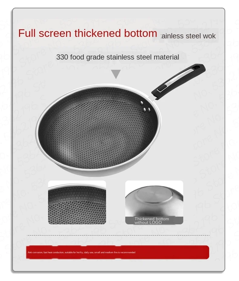 

430 food grade stainless steel non-stick pot corrosion resistant wok heat conduction fast wok heat conduction uniform household
