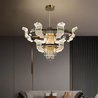Light luxury crystal living room pendant lamp creative modern Nordic restaurant Baker pendant lamp glass lamp LED lamp