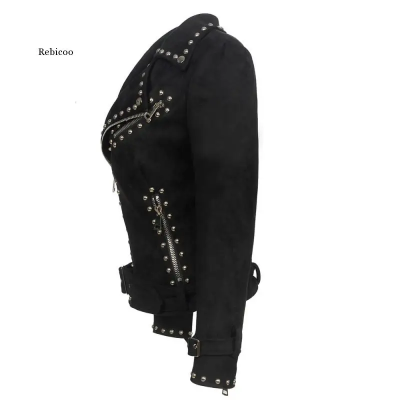 

Winter and Autumn Fashion Motorcycle Jacket Black Deerskin Velvet Jacket