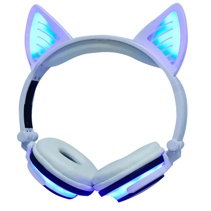 Наушники Bluetooth Беспроводные гарнитуры Складные дети LIMSON Наушники Cat Ear Light Up 3,5 мм Штекерный кабель с микрофоном Совместимость с iPhones iPad Laptop BBL108