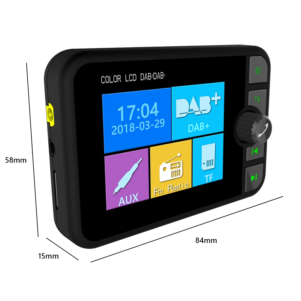

DAB Car Bluetooth-compatible Radio Receiver Colorful Display Screen Car Stereo Sound Digital Broadcast Receiver FM Transmitter