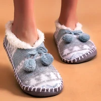 womens slippers knitting soft sole socks slippers winter warm plush graphics lovely slippers for home non slip indoor shoes