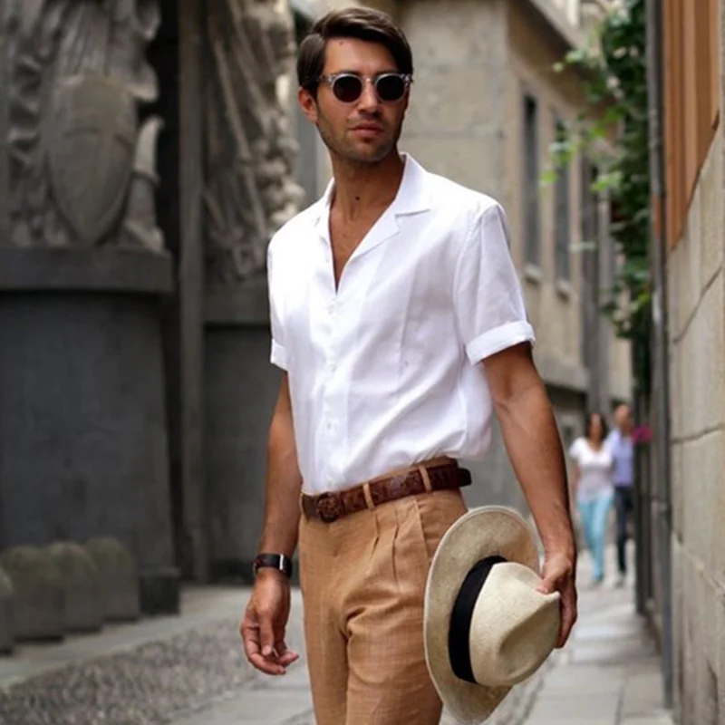 

Мужская рубашка с короткими рукавами, летняя повседневная однотонная тонкая деловая приталенная рубашка большого размера с рукавами, евро...