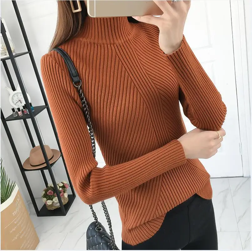 

ZOGAA 8 colors Autumn Women lady sweater high elastic Solid Turtleneck sweater women slim sexy tight Bottoming Knitted Pullovers