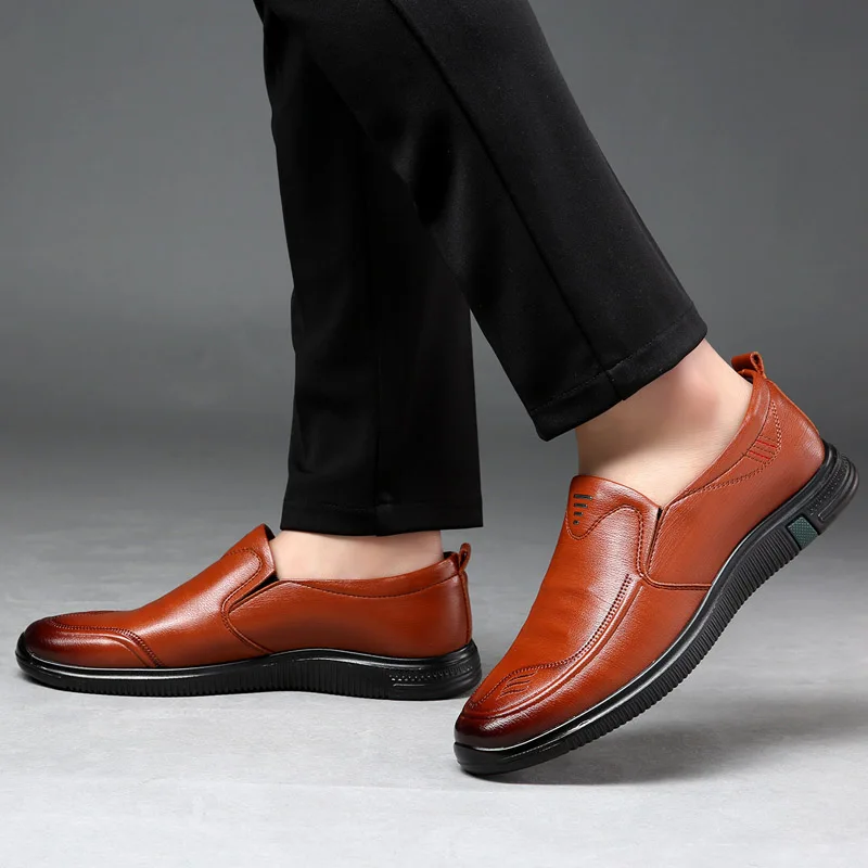 

Leather Men shoes slip on Comfortable Outdoor Casual Shoe High Quality Leather Men Flats busienss shoe for men footwear
