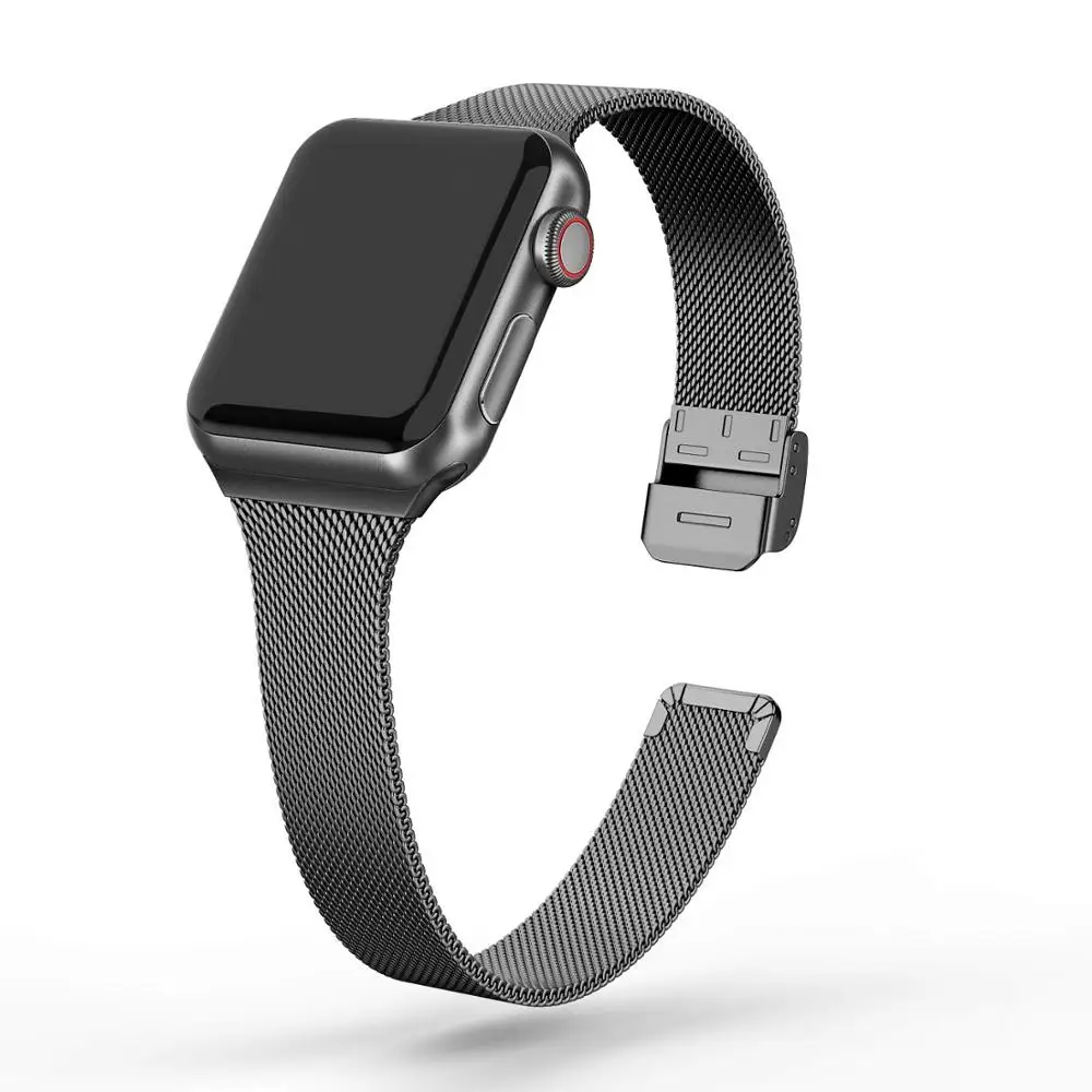 Slim Milanese strap For Apple Watch band 44mm 40mm 42mm 38mm Stainless steel metal Watchband bracelet iWatch Series 7 4 3 5 SE 6