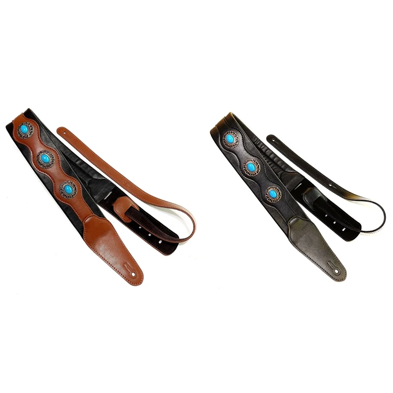 

Guitar Strap Ethnic Style Leather Adjustable Acoustic Electric Belt
