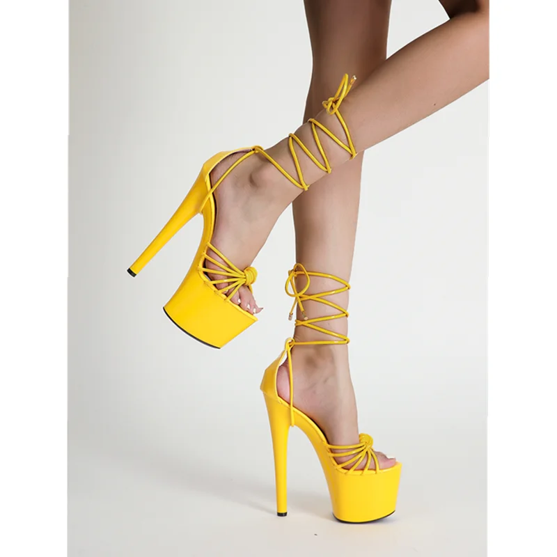

2021 summer new fashion catwalk model women's shoes dress shoes 17cm sexy heel high nightclub pole dancing shoes