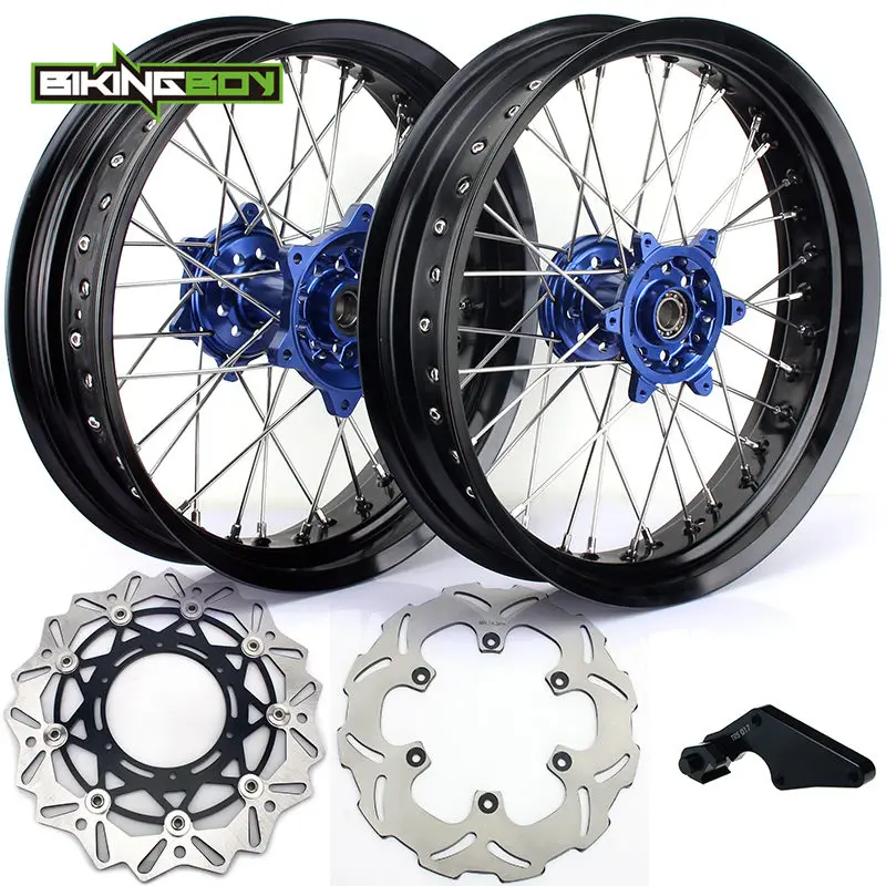 Black 14-19 BIKINGBOY YZF 250 YZ-F 450 YZ250F YZ450F 09 10, 12, 13, 14, 15, 16, 17, 18, 19, обод колеса концентратора 3,5 4,25 1" тормозные диски кронштейн Супермото - Цвет: Black 14-19