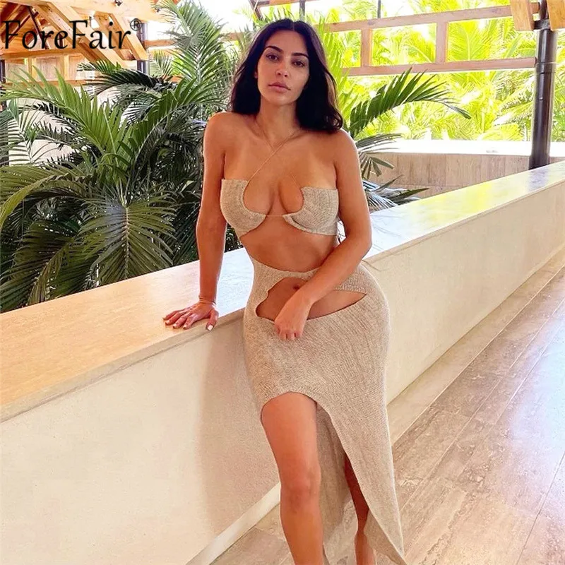 Forefair летнее платье с лямкой на шее черные сексуальные блески женское облегающее