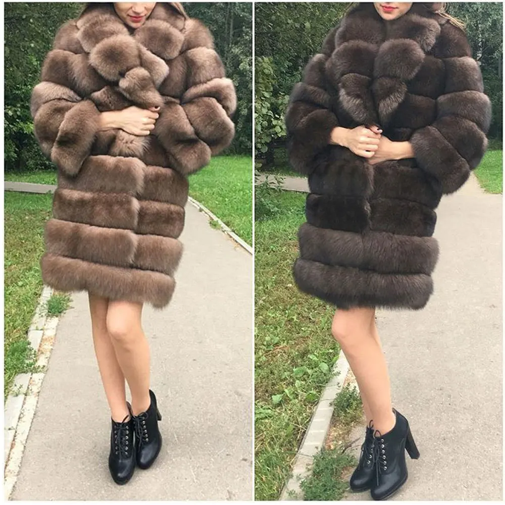 Новое натуральное пальто из натурального Лисьего меха зимняя женская длинная стильная натуральная меховая куртка женская качественная натуральный мех лисы пальто
