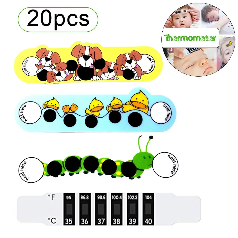 20 шт./лот детская ЖК дисплей ЛОБНЫЙ термометр полоса платья для детей и взрослых