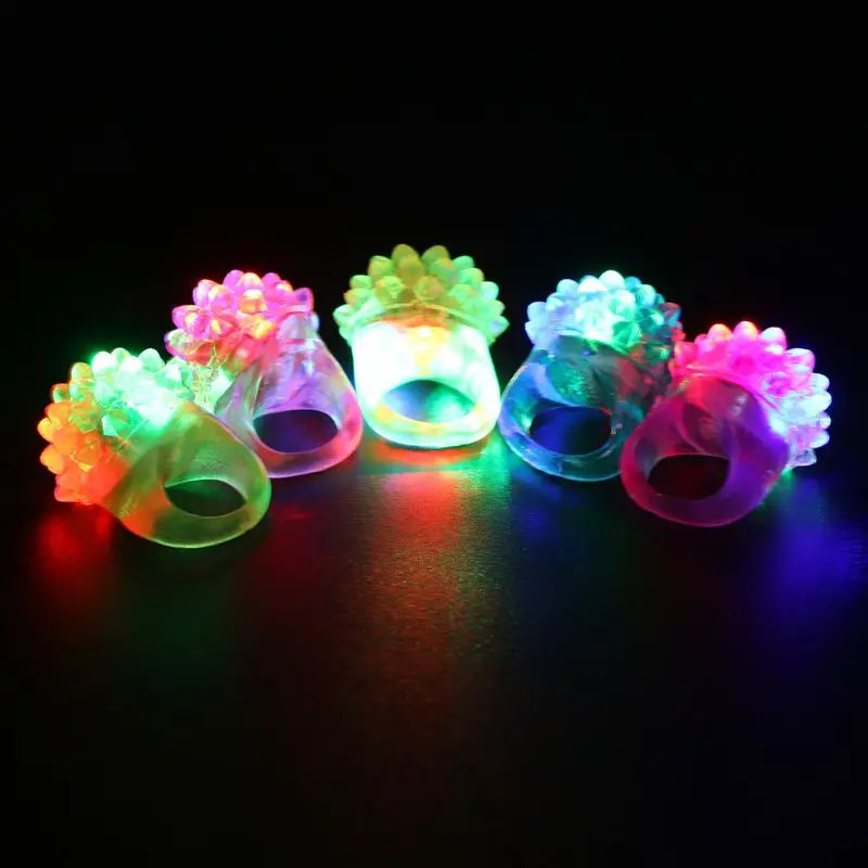 

36pcs Strawberry Flashing LED Light Up Toys Bumpy Rings Party Favors Supplies Glow Jelly Blinking Bulk P15C