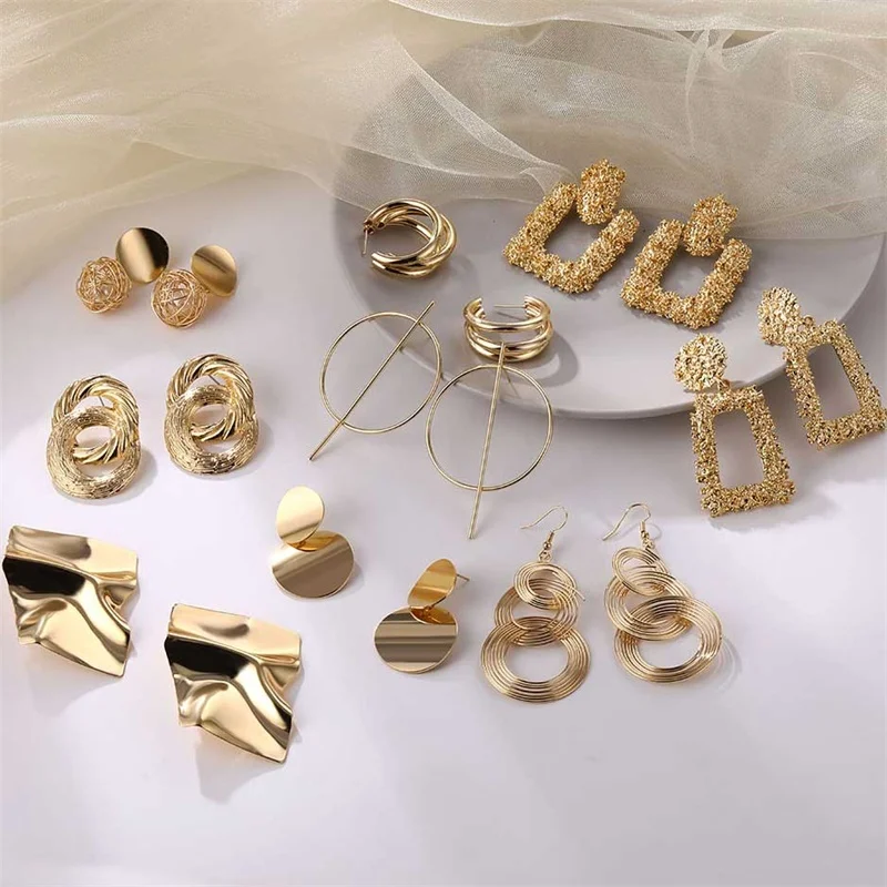 Винтажные висячие серьги подвески для женщин геометрические металлические