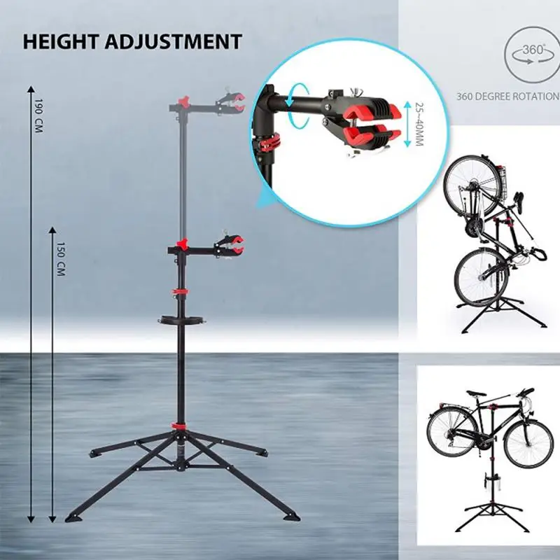 

360 Degree Rotation Adjustable Height Bicycle Repair Rack For Bicycle Shops Clubs Bicycle Dealers Enthusiasts 108-190cm 50kg