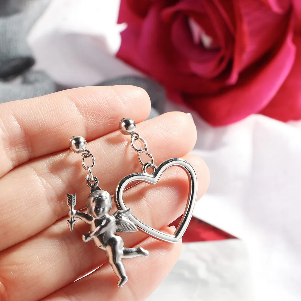 1 пара Амура Угол Сердце Асимметричная подвеска металлическая кисточка