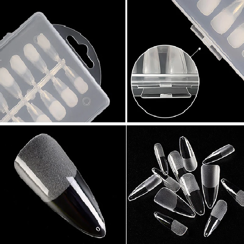 240Pcs Nail Art Clear Natural Full Cover Oval Sharp End Stiletto Long False Fake Nails Tips Manicure Artificial Salon | Красота и