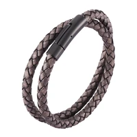 retro bracelet multilayer genuine leather bangles steel snaps braided wrap trendy bracelet unisex jewelry gift bb0487