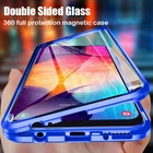Магнитный металлический защитный чехол 360 подходит для Samsung Galaxy S20fe A50 M51 A40 A31 S8 9 10E A71, двухстороннее закаленное стекло