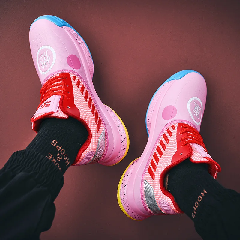 

2020 Chinese Style Men's Basketball Shoes Non-slip Anti-shock Fashion Pink High Sneakers Men Couples Platform Men Trainers Shoes