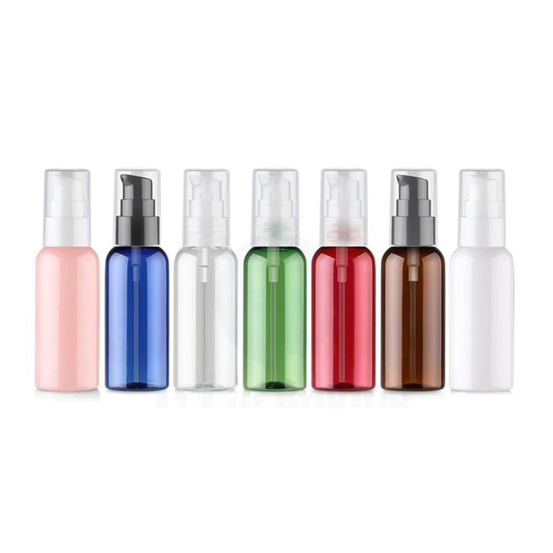 

5 шт./Лот 50 мл ПЭТ Янтарный косметический флакон с насосом для эфирного масла и лосьона