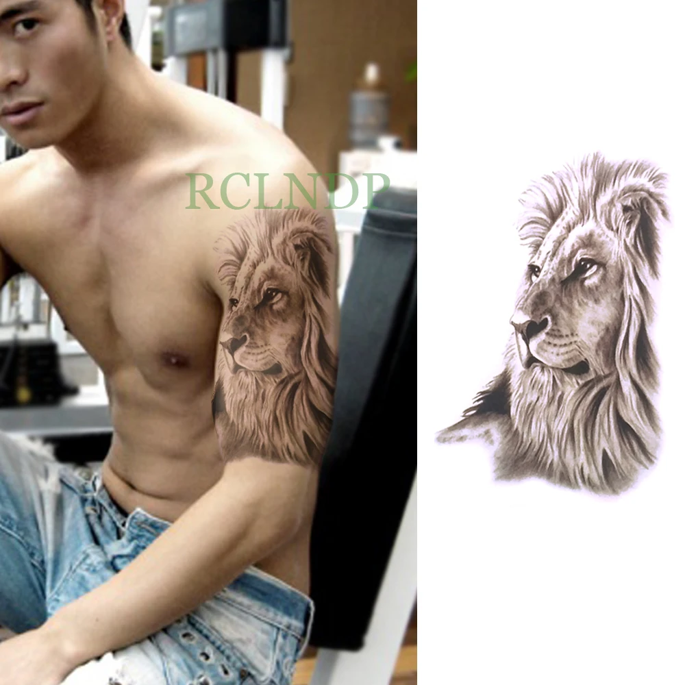 Водостойкая Временная татуировочная наклейка льва поддельная татуировка флэш
