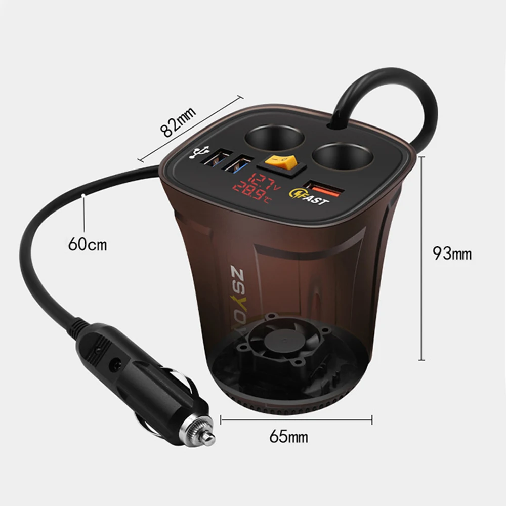 

12V-24V Output QC3.0 Car Charger 3 USB One To Three Multi-function Cigarette Lighter Charging 60W Power Car Cup Holder Adapter