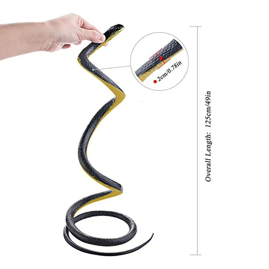 

Realistic Fake Rubber Toy Snake Black Snakes 49 Inch Long April Fool's Day Soft Garden Props Joke Prank Simulation Scary Toy