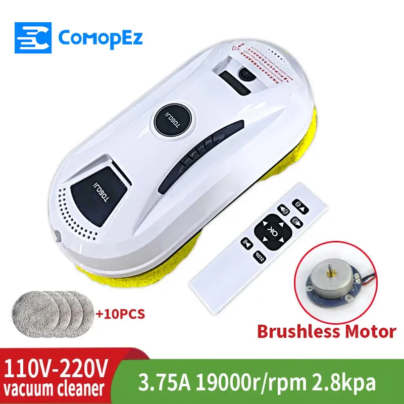  COMOPEZ Household Window Cleaner Window Cleaner Robot Vacuum Cleaner Remote Control Automatic Glass Cleaner 10PCS Cleaning Cloth 