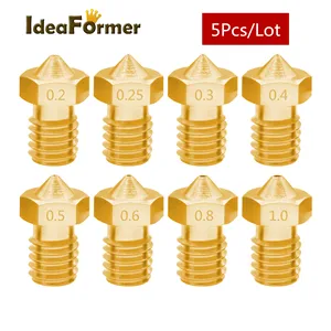 5 шт. V6 Латунное сопло M6 резьба 0,20,250,3040.50.60.81 мм опционально для нити 1,753,0 мм V5 V6 Запчасти для 3D-принтера