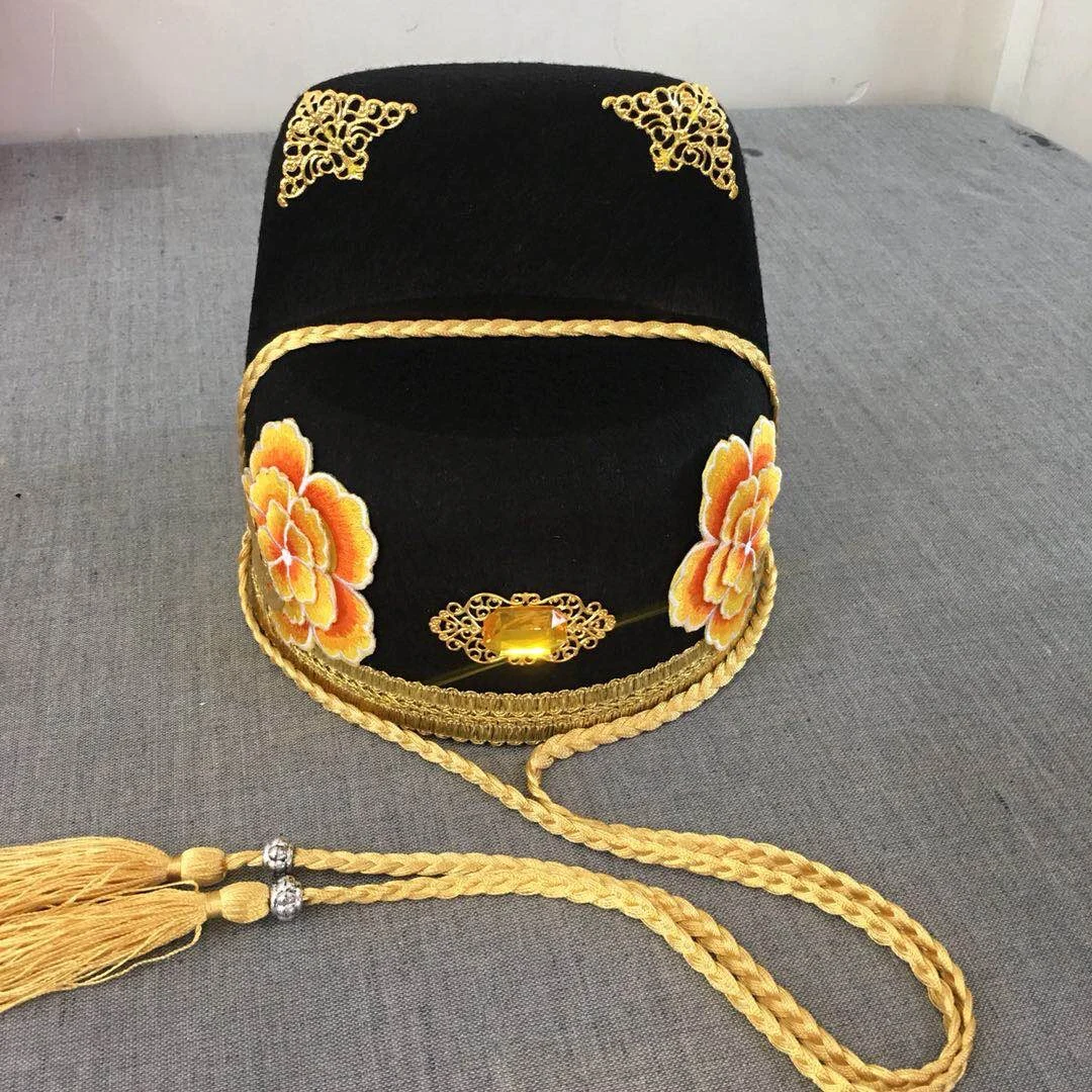 

Black Officer Hats Butou Cosplay Ancient Chinese Hat Warrior Hat For Men Stage Performance Studio Photography Props