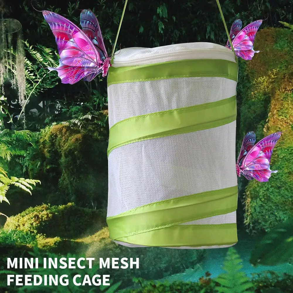 

Insect Habitat Cage Cage Pop-Up Mesh Green 14*18cm Tool Outdoor Sport Camp Mini Mesh Butterfly House Kids Extendable Butterfly