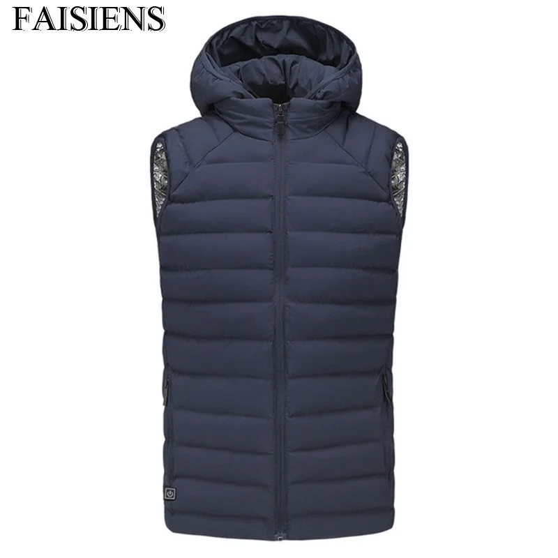 Зимние жилеты плюс размер мужские USB Инфракрасные теплые из углеродного волокна