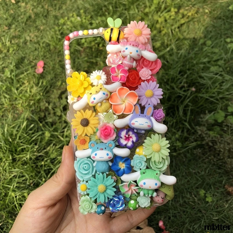 

Handmade Case For iPhone 11/12 pro max DIY phone shell 3D Colorful flowers XS MAX XR Creamy Customized Cover 12 mini girl gift