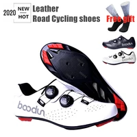2020 new road cycling shoes leather ultralight breathable bicycle self locking shoes professional men road bike racing sneakers