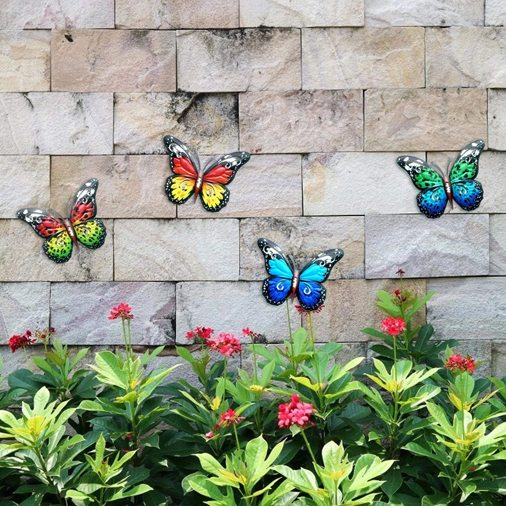 

16.5cm Butterfly Insect Wrought Iron Sculptures Pendant Wall HANGing Metal Butterfly Statue Indoor Outdoor Home Garden Decor