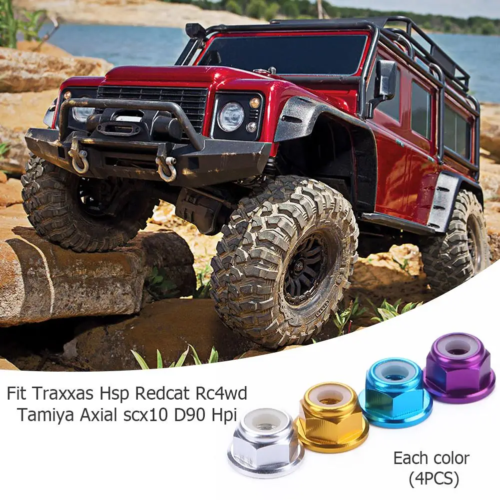 

4 шт. алюминиевые колесные блокировочные гайки для радиоуправляемой модели автомобиля 1/10 Axial SCX10 crawlerвысокое качество аксессуары для радиоу...