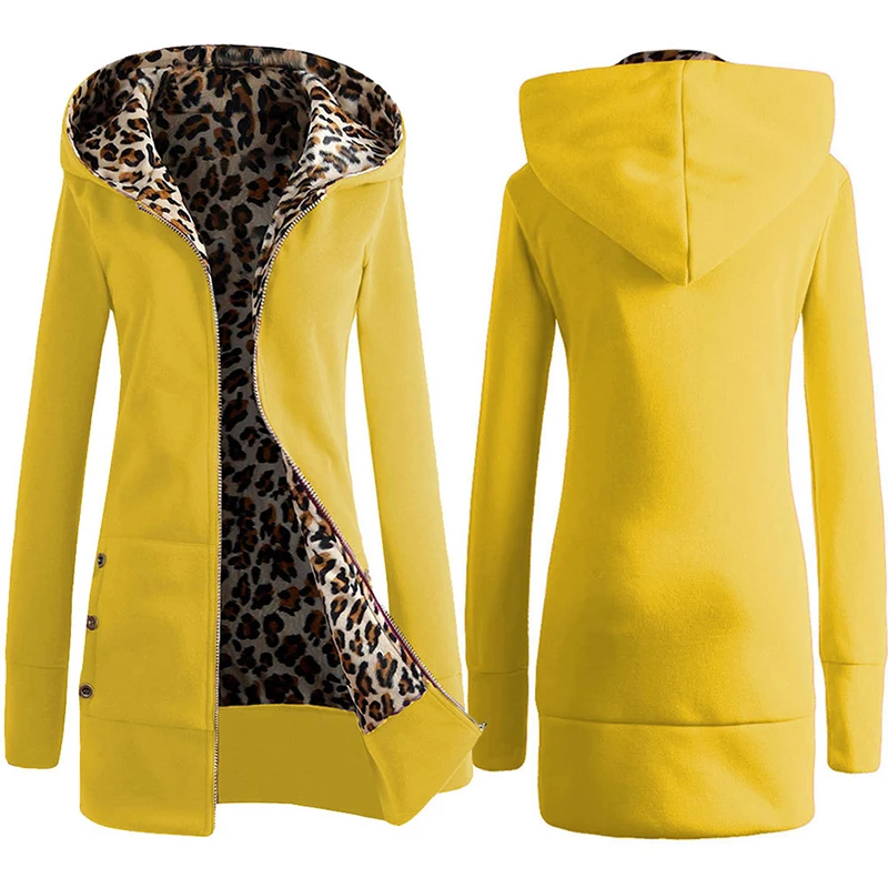 Пальто на молнии с леопардовым принтом, женское бархатное плотное пальто с капюшоном, облегающая верхняя одежда, Женская куртка, Женская Ос... от AliExpress WW
