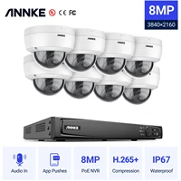 annke 16ch 8mp fhd poe network video surveillance cameras system with 8x 8mp ip dome security cameras audio record cctv cameras