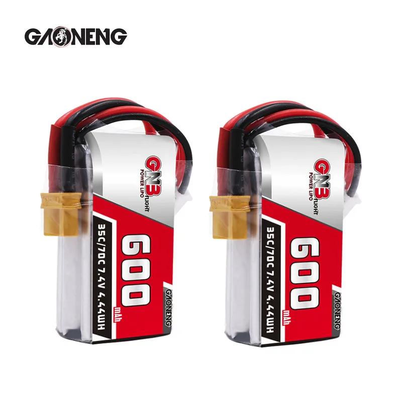 2 шт. Lipo аккумулятор Gaoneng GNB 7 4 В 600 мАч 35C 2S разъем XT30 для FPV RC Cine Whoop BetaFPV Drone|Детали и